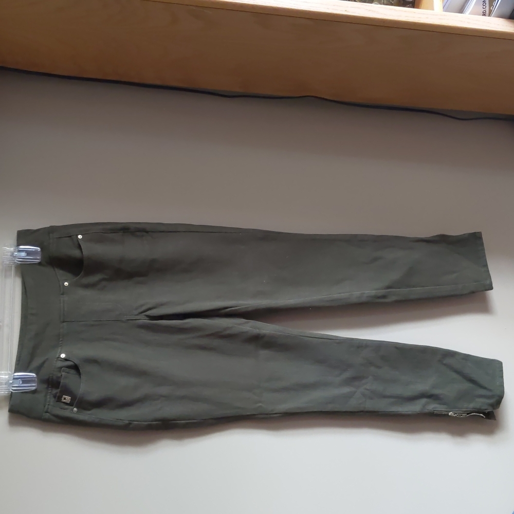 Olive Green Ankle Zipper Jean